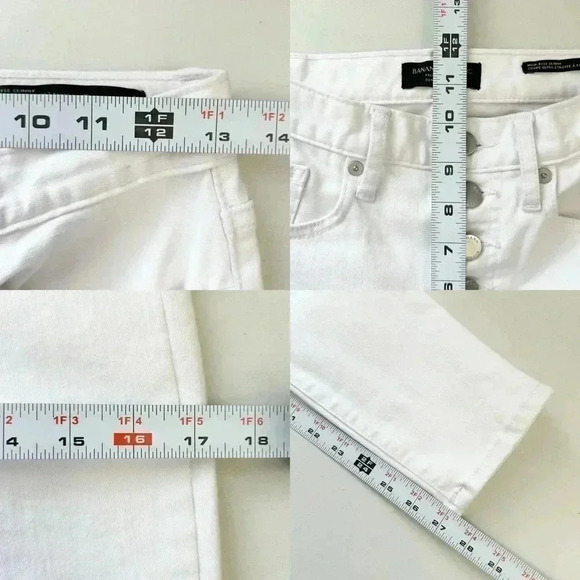 Banana Republic High Rise Skinny Jeans Premium Denim Button Fly White Size 26 - Picture 9 of 13